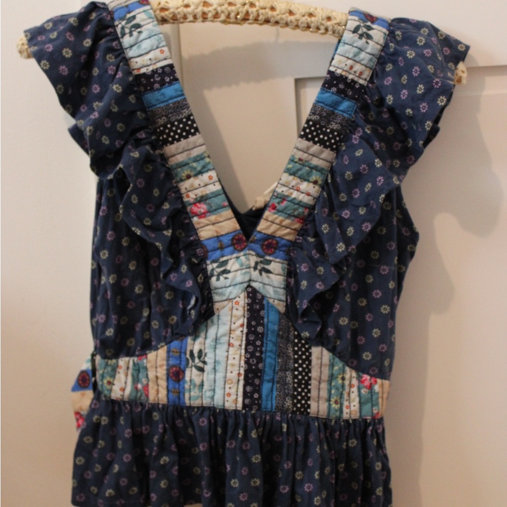 Anthropologie- Floral Patchwork Ruffle Dress